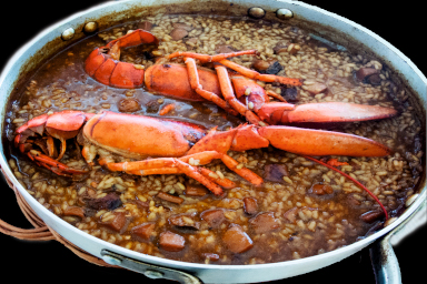 Paella de arroz con bogavante